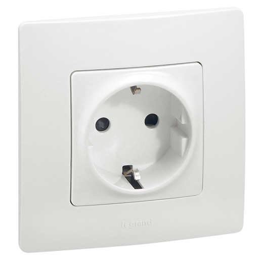 Розетка с заземлением - Legrand Etika - без шторок 16А 250В винтовые зажимы - белый