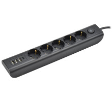 IEK MODERN Удлинитель У05В с/з 2м 3х1мм2 16А/250В USBх4 чер.