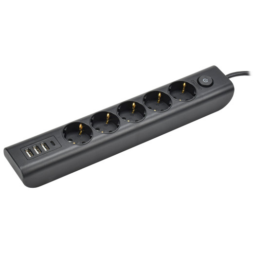 MODERN Удлинитель У05В с/з 2м 3х1мм2 16А/250В USBх4 чер. IEK