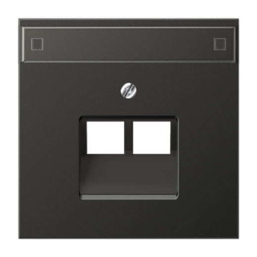 Крышка для сдвоенной телефонной и компютерной розетки  UAE с полем для надписи, антрацит