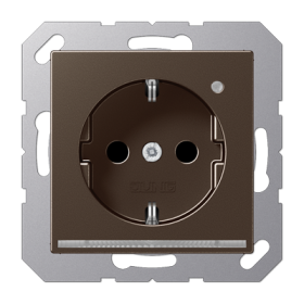 JUNG SCHUKO-розетка с LED подсветкой, мокко