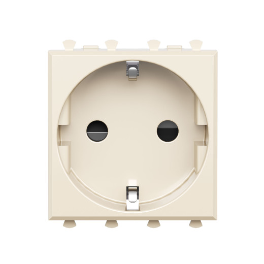 Розетка модульная, 2P+E, с з/ш, Avanti, ванильная дымка, 2 модуля