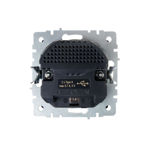 BRITE Роз. с з/к/ш 16А с USB A+A 3,1А РЮш10-2-БрГ граф. IEK