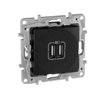 Legrand Etika Антрацит Розетка USB 2-ая 240В/5В 2400мА.