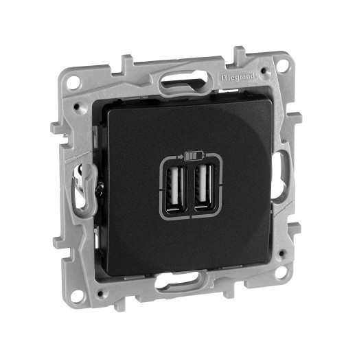 Зарядное устройство USB тип А / тип А - Legrand Etika - 3000мА 15Вт - антрацит