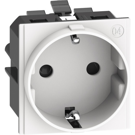 LIVING NOW. Розетка немецкого стандарта 2К+З 16А автоматические клеммы 2 модуля.Цвет Белый.