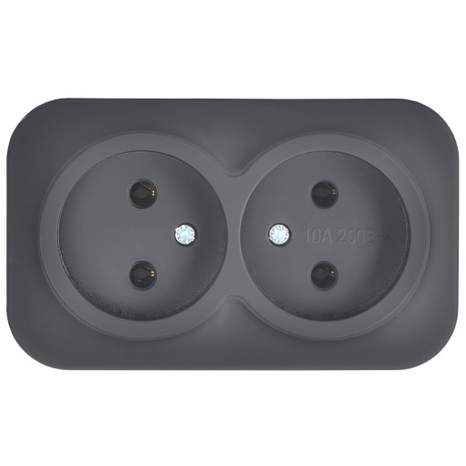 GLORY Роз. 2-я без з/к/ш о/у 10А РС22-2-ХЧм черн. м. IEK