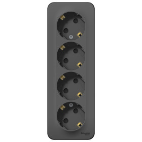 Systeme Electric Blanca наруж Антрацит Розетка 4-ая с/з со шторками 16А, 250В, изолир. пластина
