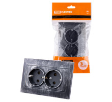 TDM Розетка двойная 2П+З 16А 250В старинное серебро 