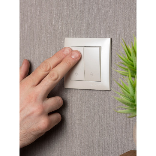 Валенсия лицевая панель выключателя 2-кл. проходного 10А жемчуг EKF PROxima