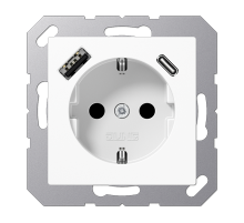 JUNG SCHUKO Белый Розетка с USB-зарядным устройством, тип A + тип С, термопласт