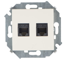 Simon 15 Слоновая кость Розетка компьютерная двойная 2xRJ45 кат.5e (AMP)
