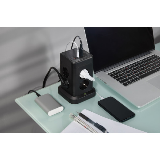 DOMINIC Удлинитель У08K 1,5м 3х1мм2 USB A+C 20Вт чер IEK