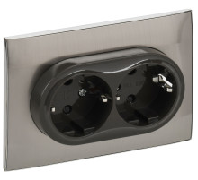 IEK SKANDY Никель Розетка 2-ая с/з с защитными шторками 16А в сборе SK-R07N