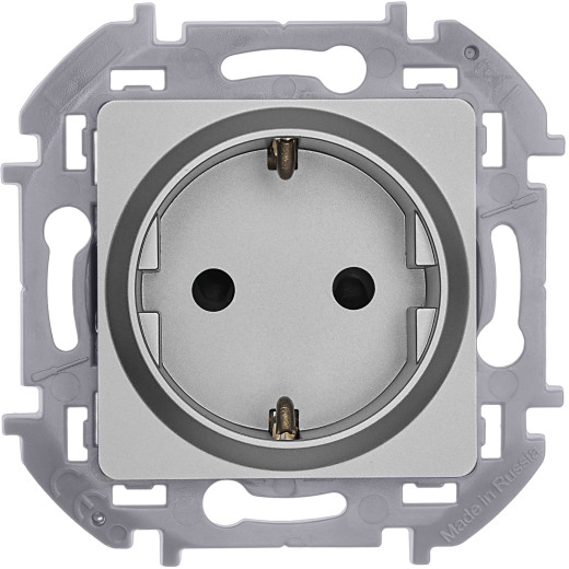 Розетка с заземлением - Legrand/Daccord Inspiria - со шторками 16А 250В винтовые зажимы - алюминий