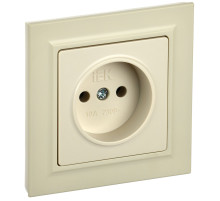 IEK BRITE Бежевый Розетка без з/к/ш 10А в сборе РСР10-1-0-БрКр