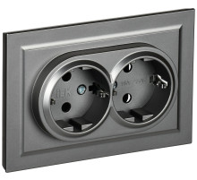 IEK BRITE Алюминий Розетка 2-м с/з с защ штор 16А в сборе РСш12-3-БрС