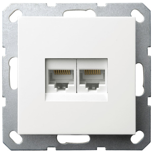 G Белый глянцевый Розетка RJ45 двойная