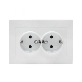 EKF PROxima Валенсия розетка 2-местная с/з 16А белая с защ. штор..