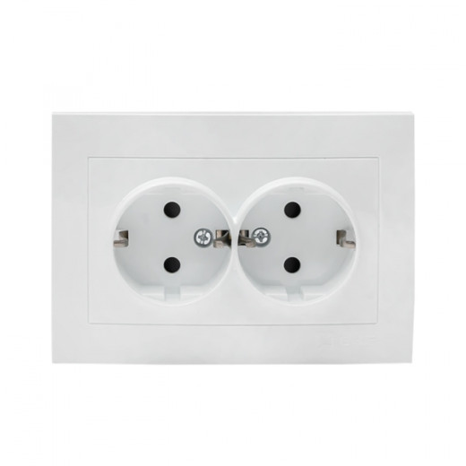 Валенсия розетка 2-местная с/з 16А белая с защ. штор. EKF PROxima