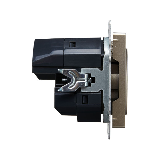 BRITE Роз. с з/к/ш 16А с USB A+A 2,1А РЮш10-1-БрШ шамп. IEK