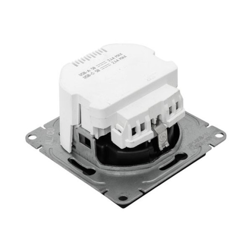 Механизм розетки с USB-A+С - 2шт, 16А, с заземлением, со шторками, чёрный Эпика EKF