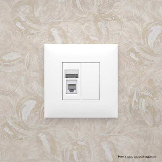 Телефонная розетка RJ-12 в стену одинарная, Avanti, белое облако