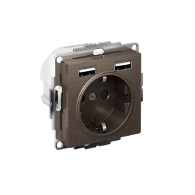 Systeme Electric AtlasDesign Мокко SO + USB Розетка A+A, 5В/2,4А, 2х5В/1,2А, механизм