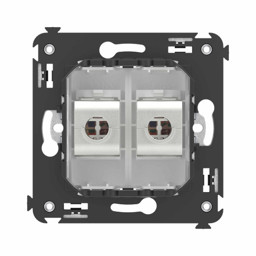 Компьютерная розетка RJ-45 без шторки в стену, кат.6 двойная экранированная, Avanti, белое облако