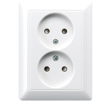 JUNG Сдвоенная розетка в одну монтажную коробку, белая