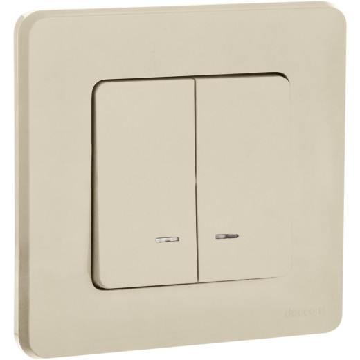 Выключатель двухклавишный с подсветкой/индикацией - Legrand/Daccord Inspiria - 10АХ 250В безвинтовые зажимы - слоновая кость