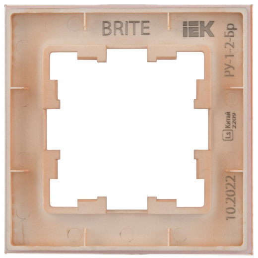 BRITE Рамка 1-мест. РУ-1-2-БрП стекло персиковый матовый IEK