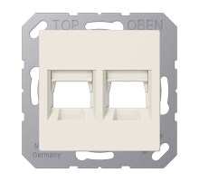 JUNG Kрышка для 2-х разъемов без видимого винта подпружиненная шторка термопласт слоновая кость