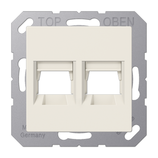 Kрышка для 2-х разъемов, без видимого винта, подпружиненная шторка, термопласт, слоновая кость