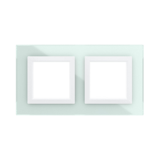 Рамка из натурального стекла 2 поста (4 мод.), Avanti, светло-зеленая