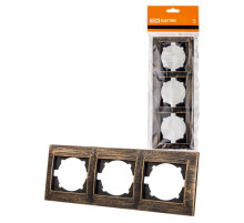 TDM Рамка 3-х постовая горизонтальная старинная бронза 