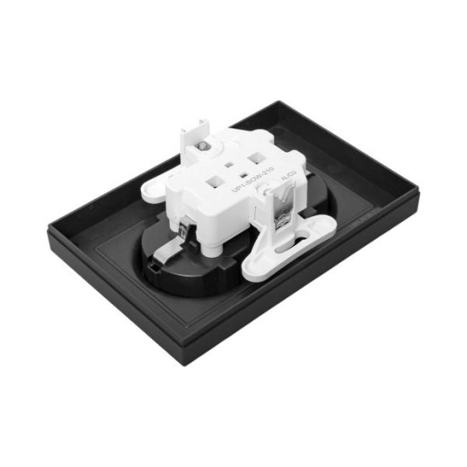 Механизм розетки двойной, 16А, с заземлением, без шторок, с рамкой, чёрный Эпика EKF