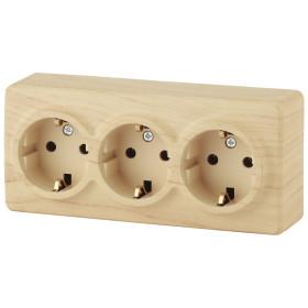 ЭРА Розетка Эксперт 11-2208-11 тройная с заземлением 3х2P+E Schuko 16A-250В IP20 ОУ сосна