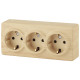 Розетка ЭРА Эксперт 11-2208-11 тройная с заземлением 3х2P+E Schuko 16A-250В IP20 ОУ сосна