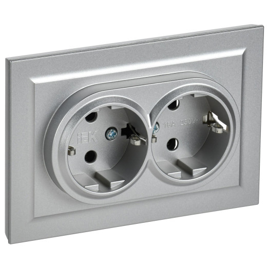 BRITE Роз. 2-я с з/к без з/ш 16А в сб. РС12-3-БрА алюм. IEK