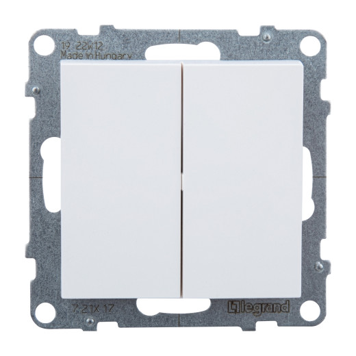 SUNO. Выключатель без фиксации (кнопка) 2-клавишный 6А 250В. Безвинтовые зажимы. Цвет 