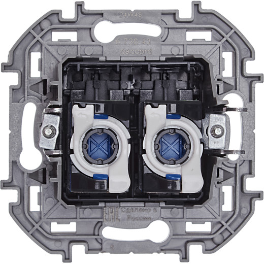 Розетка компьютерная двойная RJ45 категория 6 UTP - Legrand/Daccord Inspiria - антрацит