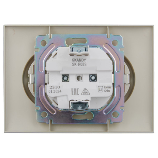 SKANDY Роз. 2-я с з/к без з/ш 16А сб. SK-R08S сереб. IEK