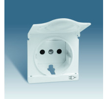 Simon 82 Шампань Накладка розетки 1-ая с/з, с крышкой, с индикатором