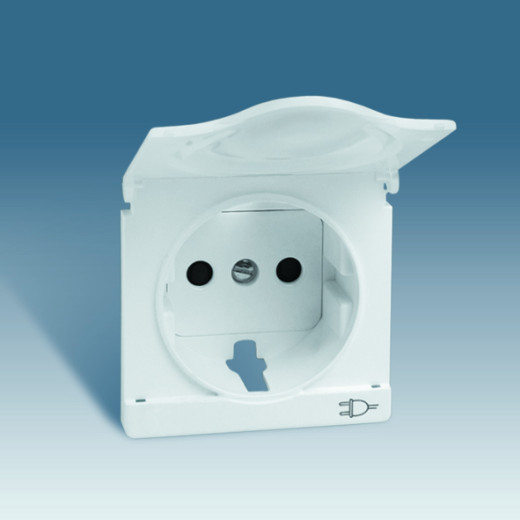 Simon 82 Шампань Накладка розетки 1-ая с/з, с крышкой, с индикатором