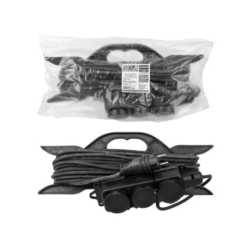 Удлинитель-шнур силовой на рамке, каучук, КГ, IP44, 3 гнезда с/з, 3500 Вт, 20 м Народный