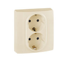 Legrand Etika Слоновая кость Розетка 2-ая с/з, со шторками, автоматические клеммы.