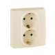 Розетка двойная с заземлением - Legrand Etika - со шторками в сборе 16А 250В безвинтовые зажимы - слоновая кость