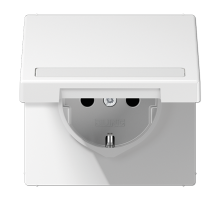 JUNG SCHUKO розетка с полем для надписи и крышкой, белый