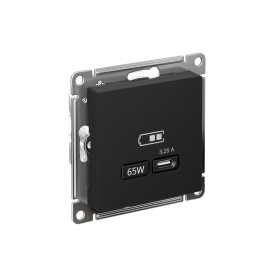 Systeme Electric AtlasDesign Карбон USB Розетка тип-C 65W высокоскор.заряд. QC, PD, мех.
